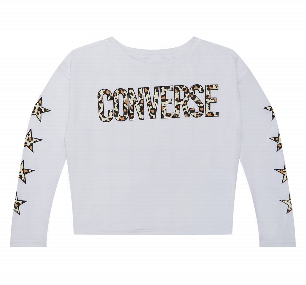 Camiseta Converse Leopard Star Dolman Criança Branco 319045OYZ